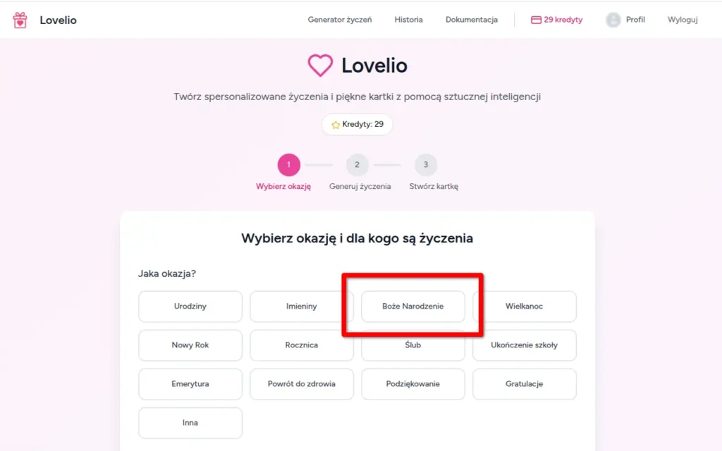Życzenia świąteczne z Lovelio AI - jak je stworzyć za darmo?